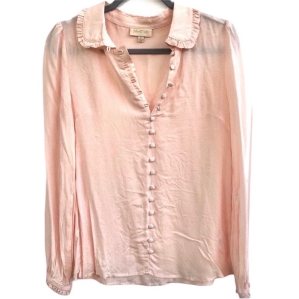 Anthropologie ModCloth Thoroughly Ladylike Button-Up Top Pink Small S - Picture 2 of 5